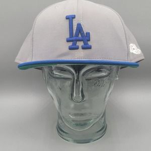 New Era 59Fifty MLB Los Angeles Dodgers Logo Grey Blue Fitted Hat 2 Tone Size 8